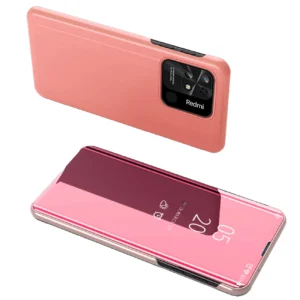 Clear View Case cover for Xiaomi Redmi 10C cover with a flap pinkeng