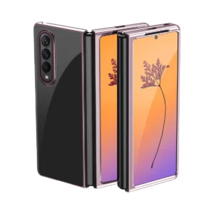 Plating Case for Samsung Galaxy Z Fold 4 cover with a metallic frame pinkeng