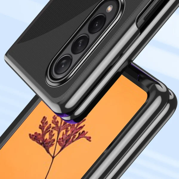 Plating Case for Samsung Galaxy Z Fold 4 cover with a metallic frame pinkeng