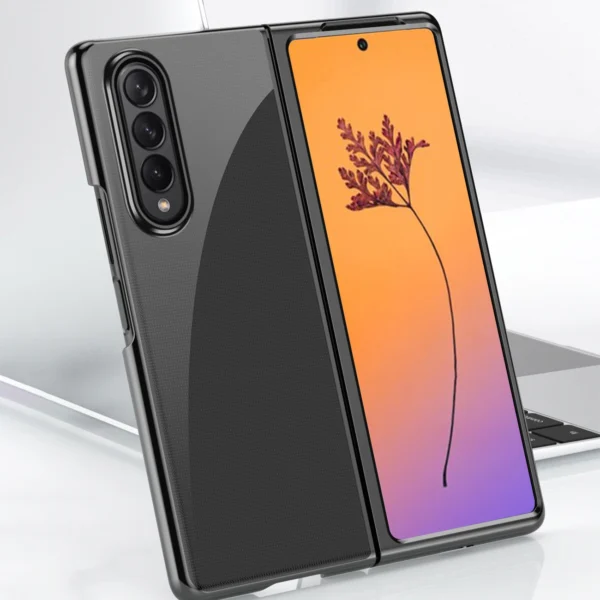 Plating Case for Samsung Galaxy Z Fold 4 cover with a metallic frame pinkeng