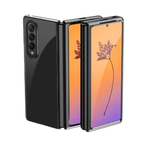 Plating Case for Samsung Galaxy Z Fold 4 cover with a metallic frame blackeng