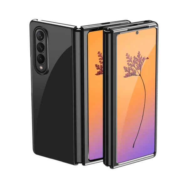 Plating Case for Samsung Galaxy Z Fold 4 cover with a metallic frame blackeng