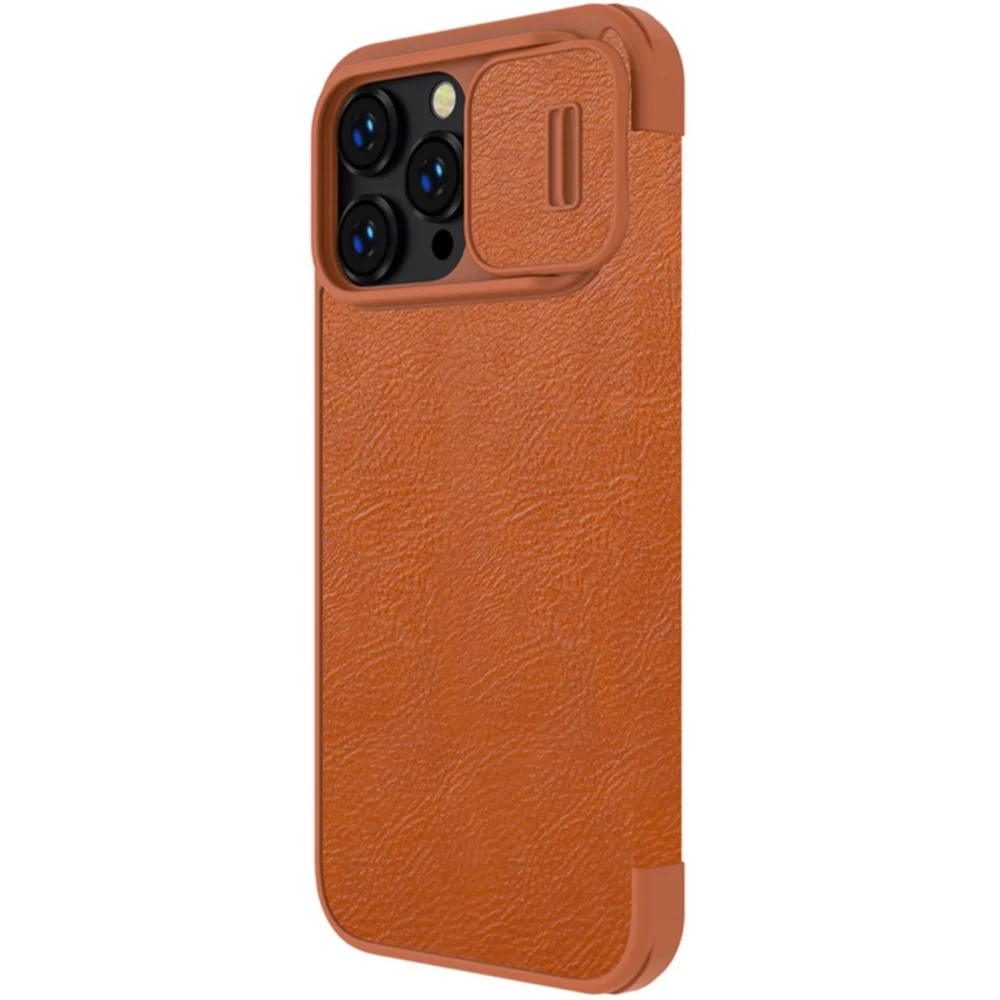 Nillkin Qin Leather Pro Case iPhone 14 Pro Camera Cover Holster Cover Flip Case Browneng