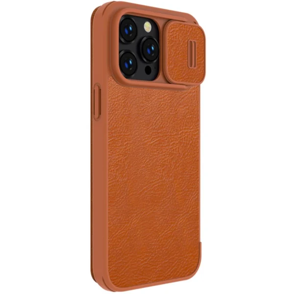 Nillkin Qin Leather Pro Case iPhone 14 Pro Camera Cover Holster Cover Flip Case Browneng
