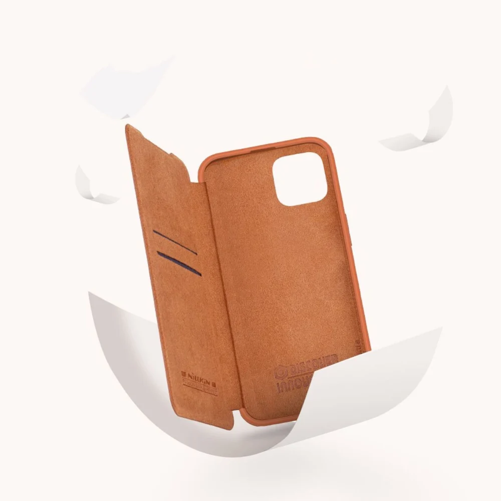 Nillkin Qin Leather Pro Case iPhone 14 Plus Camera Cover Holster Cover Flip Case Blackeng