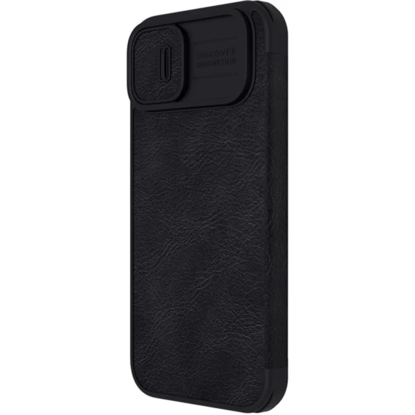 Nillkin Qin Leather Pro Case iPhone 14 Plus Camera Cover Holster Cover Flip Case Blackeng
