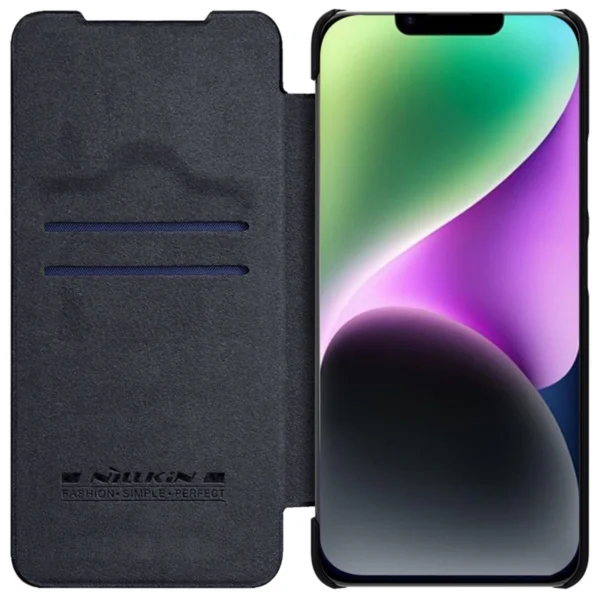 Nillkin Qin Leather Pro Case iPhone 14 Plus Camera Cover Holster Cover Flip Case Blackeng