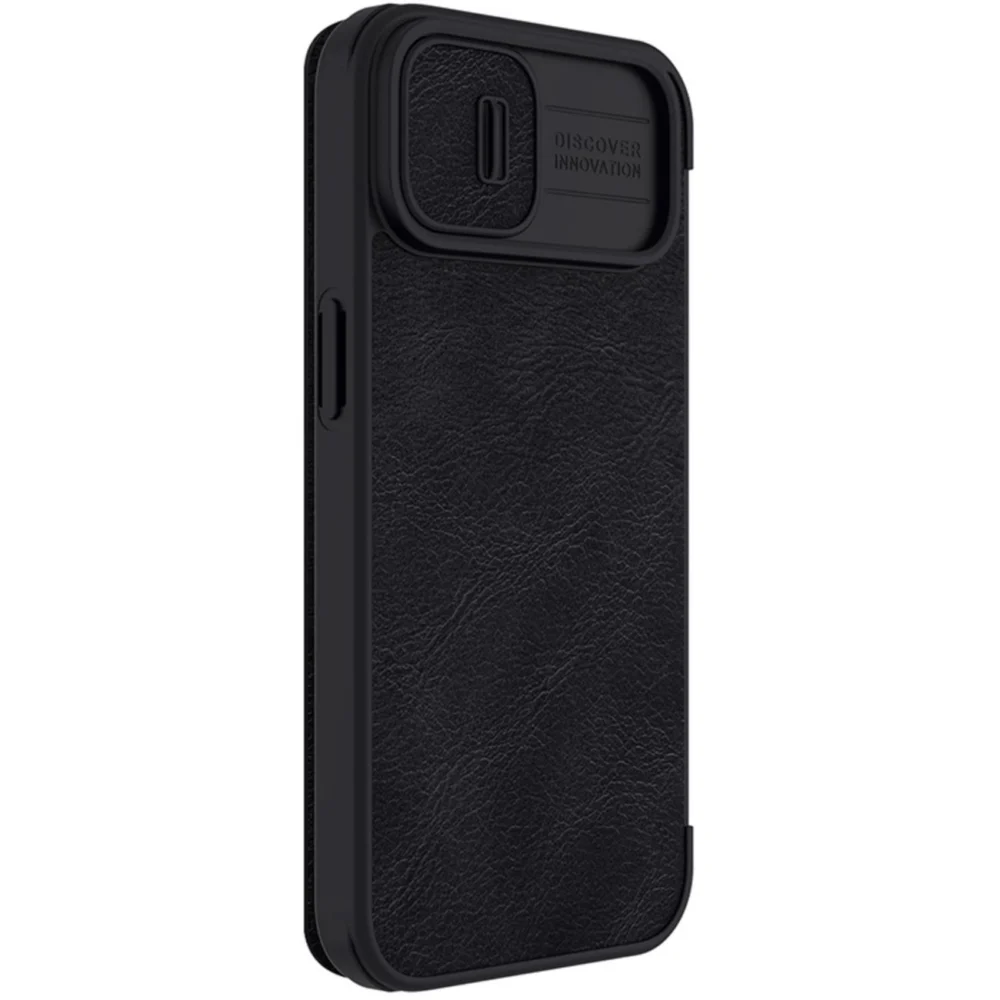 Nillkin Qin Leather Pro Case iPhone 14 Plus Camera Cover Holster Cover Flip Case Blackeng