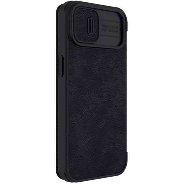 Nillkin Qin Leather Pro Case iPhone 14 Plus Camera Cover Holster Cover Flip Case Blackeng
