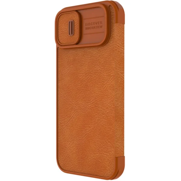 Nillkin Qin Leather Pro Case iPhone 14 Plus Camera Cover Holster Cover Flip Case Browneng