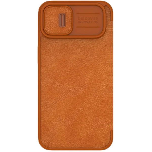 Nillkin Qin Leather Pro Case iPhone 14 Plus Camera Cover Holster Cover Flip Case Browneng