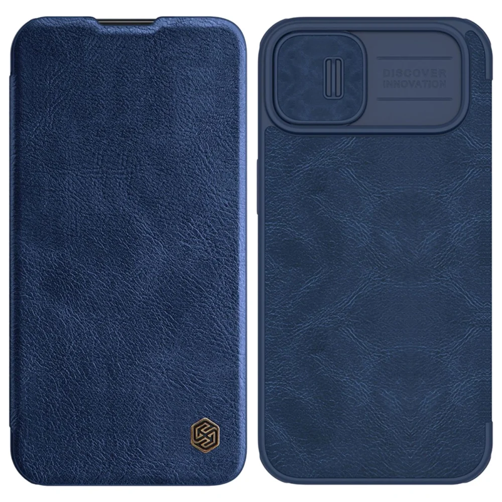 Nillkin Qin Leather Pro Case iPhone 14 Plus Camera Cover Holster Cover Flip Case Blueeng