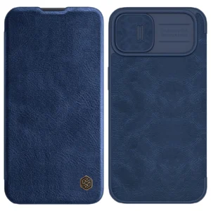 Nillkin Qin Leather Pro Case iPhone 14 Plus Camera Cover Holster Cover Flip Case Blueeng