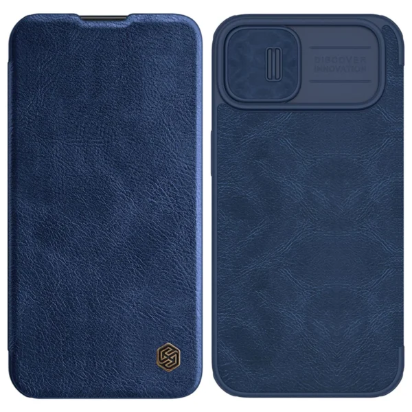 Nillkin Qin Leather Pro Case iPhone 14 Plus Camera Cover Holster Cover Flip Case Blueeng