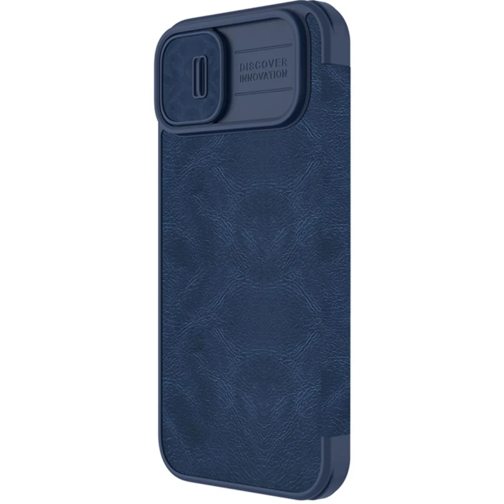 Nillkin Qin Leather Pro Case iPhone 14 Plus Camera Cover Holster Cover Flip Case Blueeng