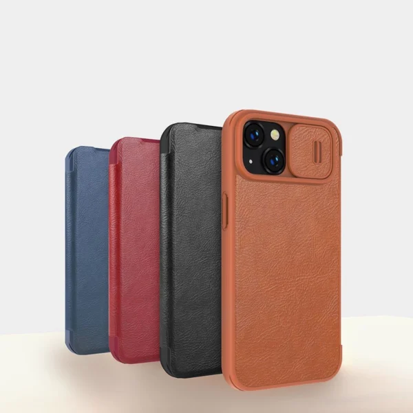 Nillkin Qin Leather Pro Case iPhone 14 Plus Camera Cover Holster Cover Flip Case Blueeng