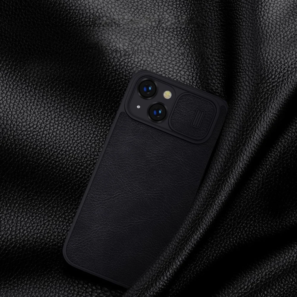 Nillkin Qin Leather Pro Case iPhone 14 Plus Camera Cover Holster Cover Flip Case Blueeng