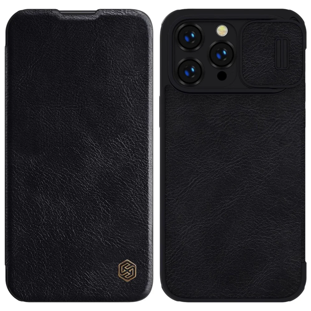 Nillkin Qin Leather Pro Case iPhone 14 Pro Max Camera Cover Holster Cover Flip Case Blackeng