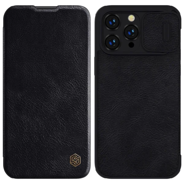 Nillkin Qin Leather Pro Case iPhone 14 Pro Max Camera Cover Holster Cover Flip Case Blackeng