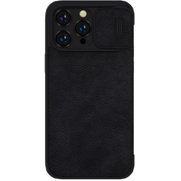 Nillkin Qin Leather Pro Case iPhone 14 Pro Max Camera Cover Holster Cover Flip Case Blackeng