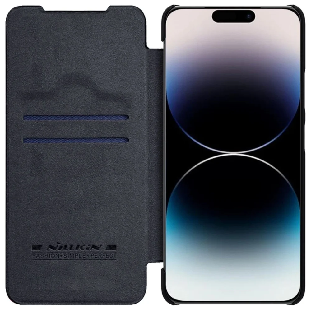 Nillkin Qin Leather Pro Case iPhone 14 Pro Max Camera Cover Holster Cover Flip Case Blackeng