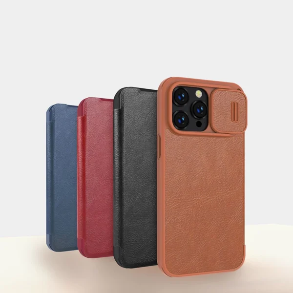 Nillkin Qin Leather Pro Case iPhone 14 Pro Max Camera Cover Holster Cover Flip Case Blackeng