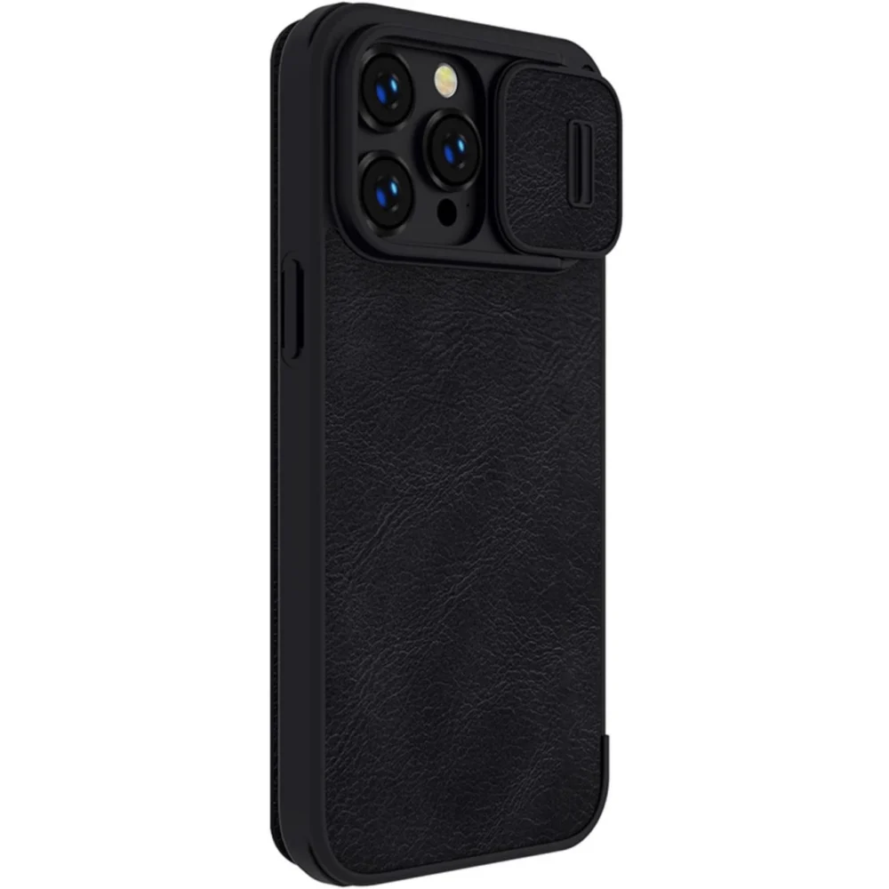 Nillkin Qin Leather Pro Case iPhone 14 Pro Max Camera Cover Holster Cover Flip Case Blackeng