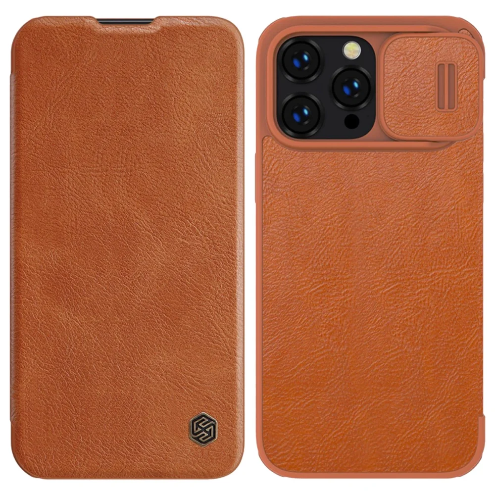 Nillkin Qin Leather Pro Case iPhone 14 Pro Max Camera Cover Holster Cover Flip Case Browneng