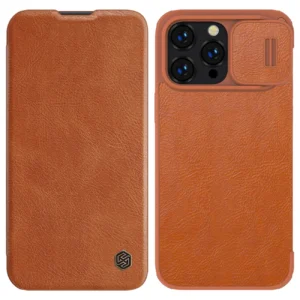 Nillkin Qin Leather Pro Case iPhone 14 Pro Max Camera Cover Holster Cover Flip Case Browneng