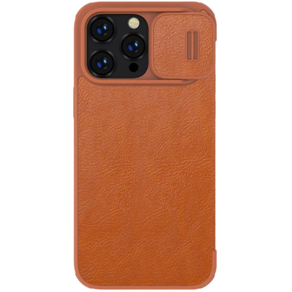 Nillkin Qin Leather Pro Case iPhone 14 Pro Max Camera Cover Holster Cover Flip Case Browneng