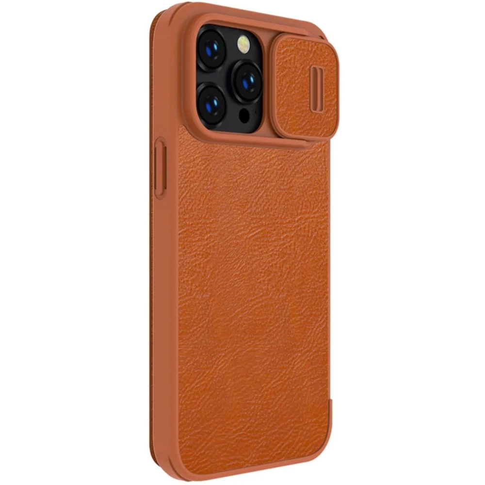 Nillkin Qin Leather Pro Case iPhone 14 Pro Max Camera Cover Holster Cover Flip Case Browneng