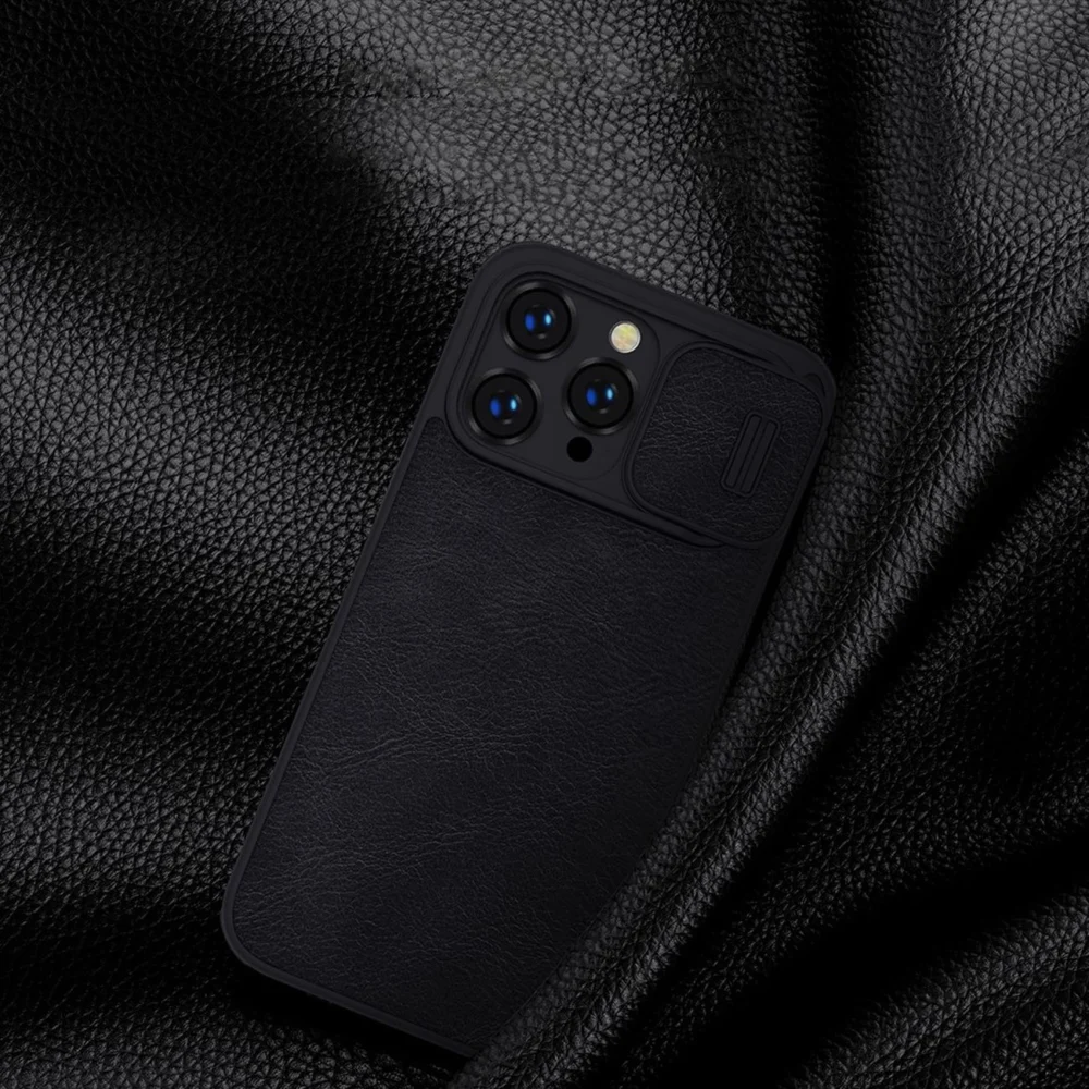 Nillkin Qin Leather Pro Case iPhone 14 Pro Max Camera Cover Holster Cover Flip Case Browneng