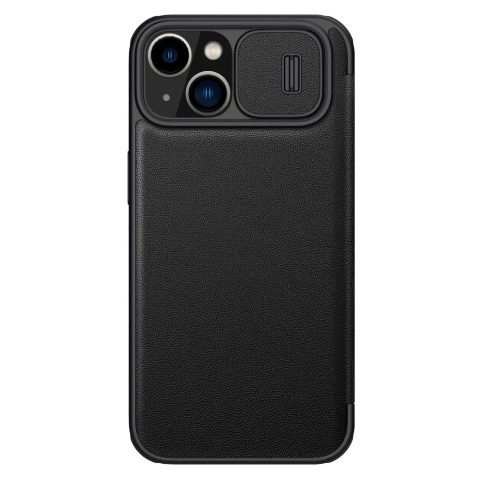 Nillkin Qin Leather Pro Case iPhone 14 Plus Camera Cover Holster Cover Flip Case Blackeng