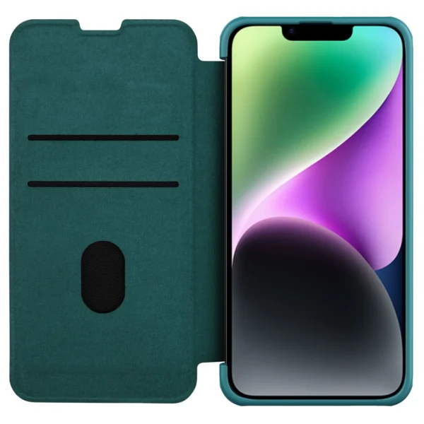 Nillkin Qin Leather Pro Case iPhone 14 Plus Camera Cover Holster Cover Flip Case Greeneng