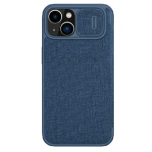Nillkin Qin Cloth Pro Case Case for iPhone 14 Plus Camera Cover Holster Cover Flip Case Blueeng