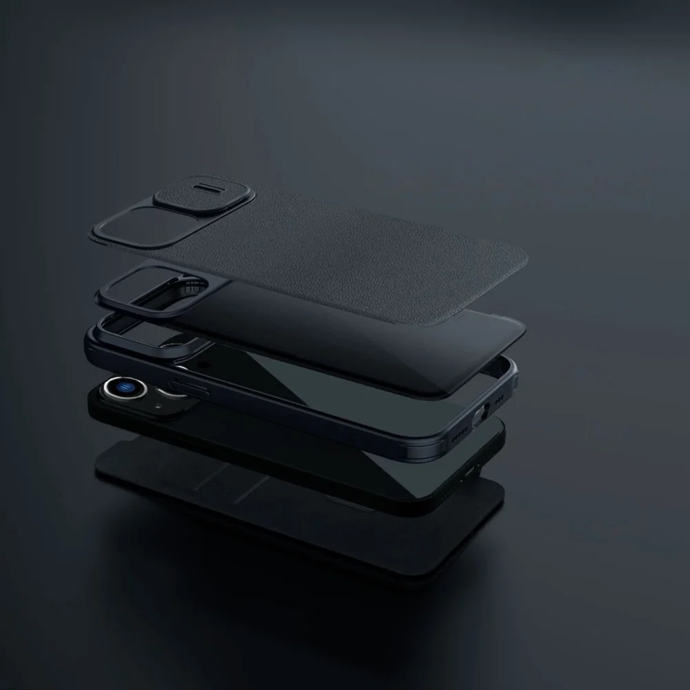 Nillkin Qin Cloth Pro Case Case for iPhone 14 Plus Camera Cover Holster Cover Flip Case Blueeng