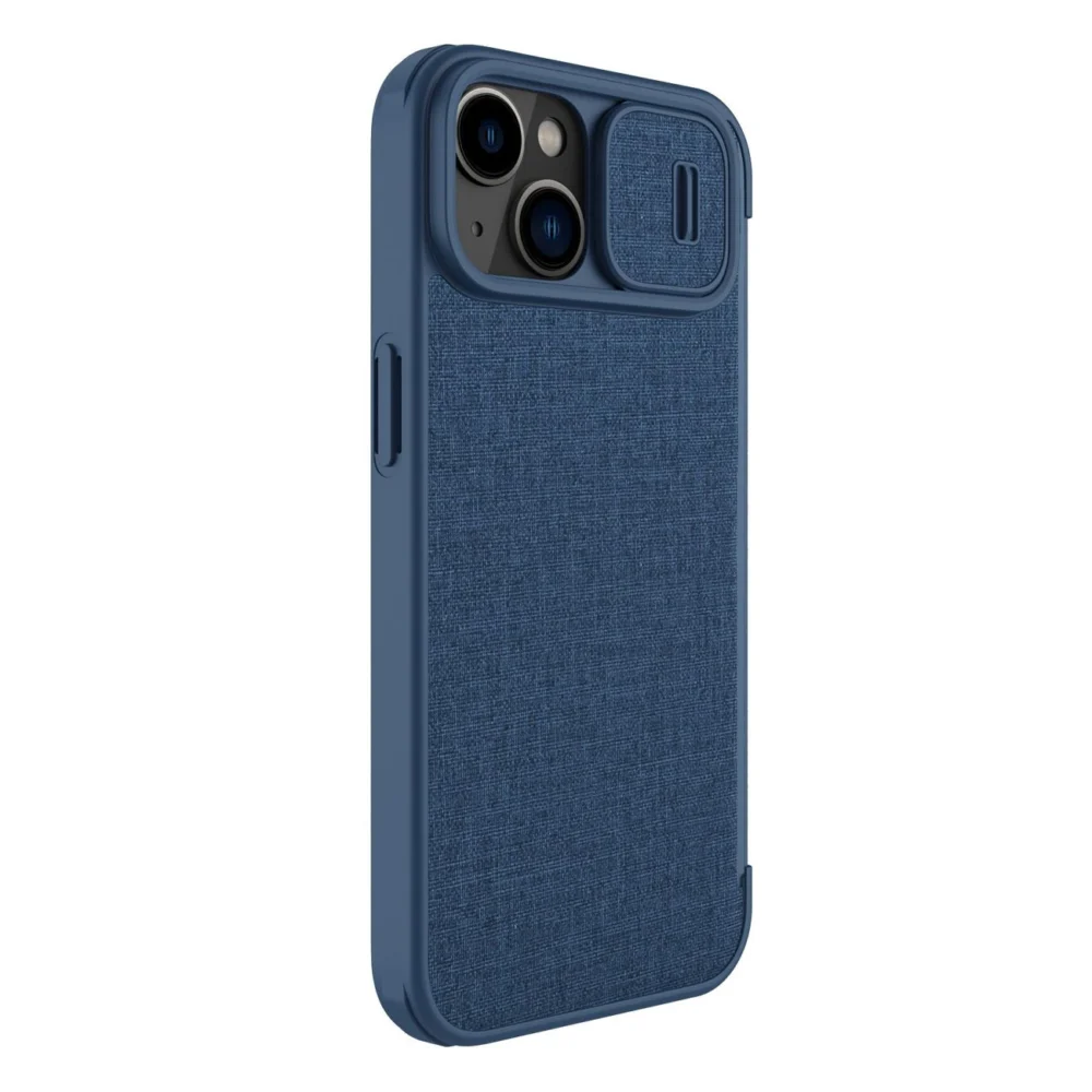 Nillkin Qin Cloth Pro Case Case for iPhone 14 Plus Camera Cover Holster Cover Flip Case Blueeng