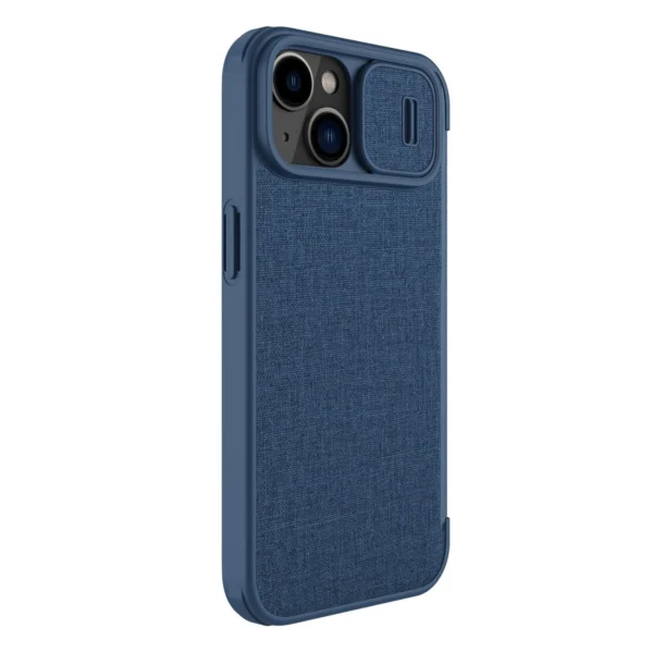 Nillkin Qin Cloth Pro Case Case for iPhone 14 Plus Camera Cover Holster Cover Flip Case Blueeng