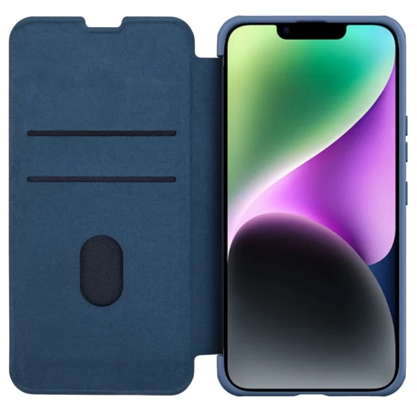 Nillkin Qin Cloth Pro Case Case for iPhone 14 Plus Camera Cover Holster Cover Flip Case Blueeng