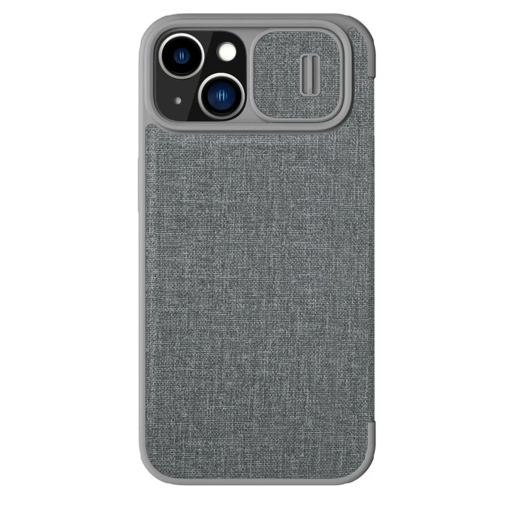 Nillkin Qin Cloth Pro Case Case for iPhone 14 Plus Camera Cover Holster Cover Flip Case Grayeng