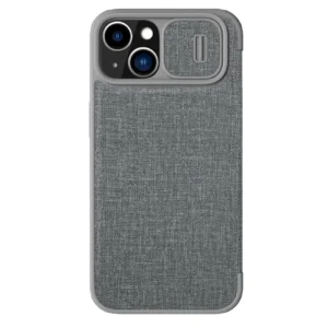 Nillkin Qin Cloth Pro Case Case for iPhone 14 Plus Camera Cover Holster Cover Flip Case Grayeng