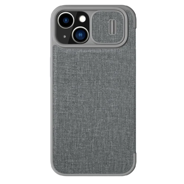 Nillkin Qin Cloth Pro Case Case for iPhone 14 Plus Camera Cover Holster Cover Flip Case Grayeng