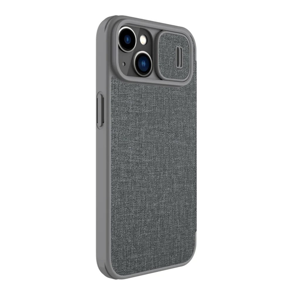 Nillkin Qin Cloth Pro Case Case for iPhone 14 Plus Camera Cover Holster Cover Flip Case Grayeng