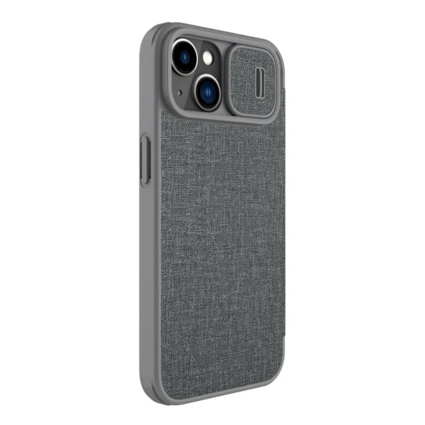 Nillkin Qin Cloth Pro Case Case for iPhone 14 Plus Camera Cover Holster Cover Flip Case Grayeng