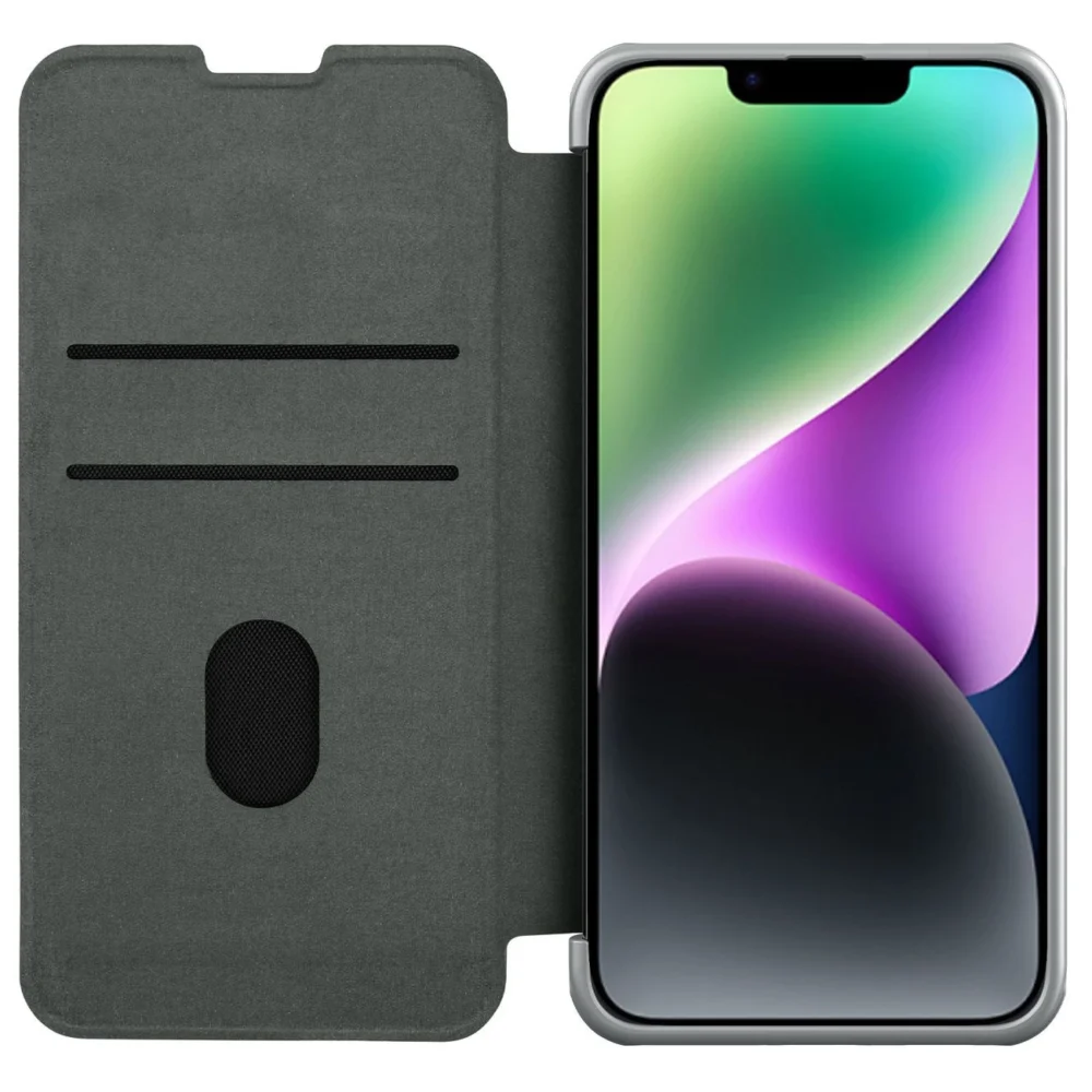 Nillkin Qin Cloth Pro Case Case for iPhone 14 Plus Camera Cover Holster Cover Flip Case Grayeng