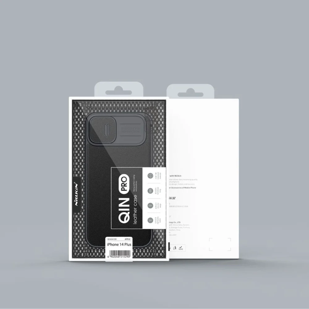 Nillkin Qin Cloth Pro Case Case for iPhone 14 Plus Camera Cover Holster Cover Flip Case Grayeng