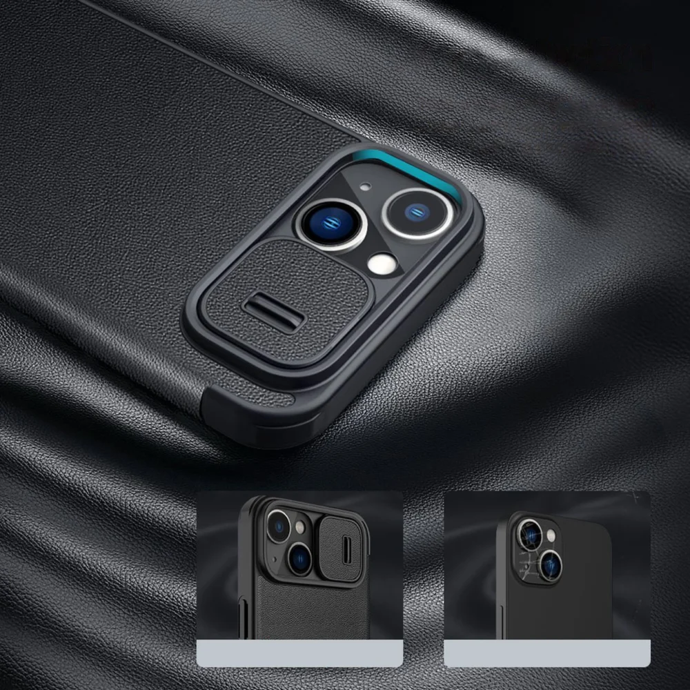 Nillkin Qin Cloth Pro Case Case for iPhone 14 Plus Camera Cover Holster Cover Flip Case Grayeng