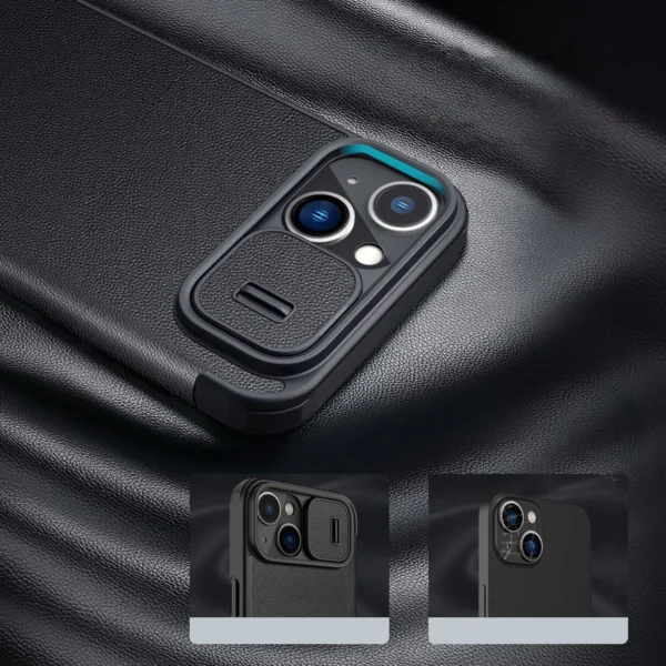 Nillkin Qin Cloth Pro Case Case for iPhone 14 Plus Camera Cover Holster Cover Flip Case Grayeng