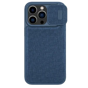 Nillkin Qin Cloth Pro Case Case for iPhone 14 Pro Max Camera Cover Holster Cover Flip Case Blueeng