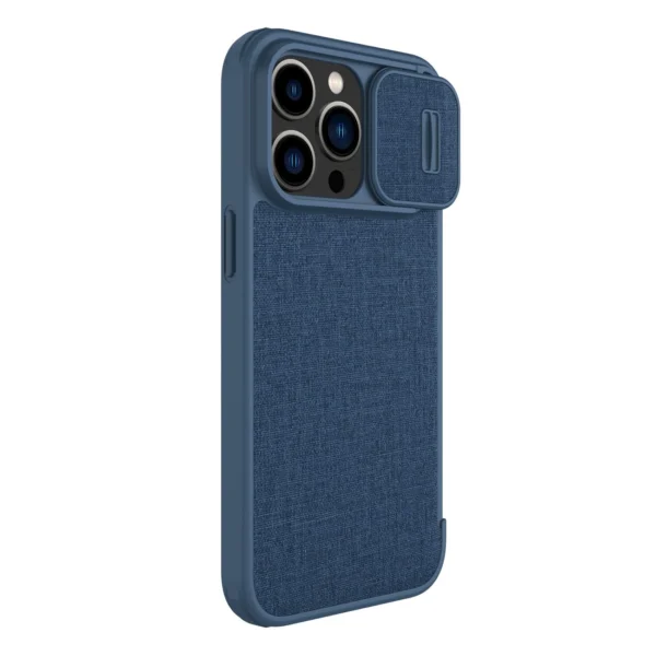 Nillkin Qin Cloth Pro Case Case for iPhone 14 Pro Max Camera Cover Holster Cover Flip Case Blueeng